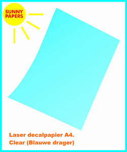 Laser decalpapier Clear (blauwe drager A4) 8mu SUNNY PAPERS